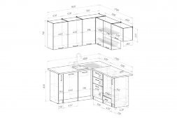Кухонный гарнитур Дюна мега прайм 2, 160х170 см