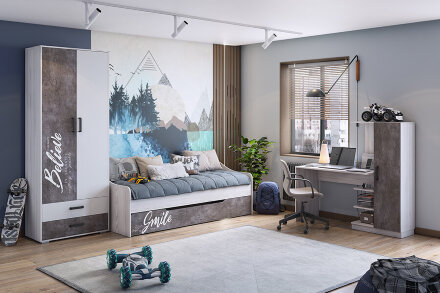 Шкаф настенный с 1 дверью бетон Оливер    