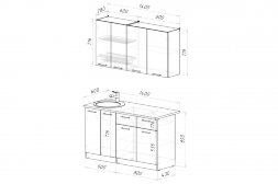 Кухонный гарнитур Глория медиум, 140 см