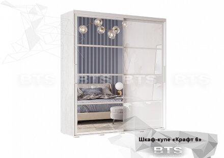 Шкаф-купе Крафт-6, белый ясень 