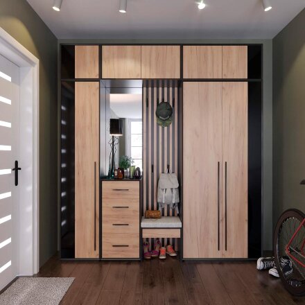 Модульная прихожая Неаполь, Черный/Дуб Вотан (Композиция 3) 