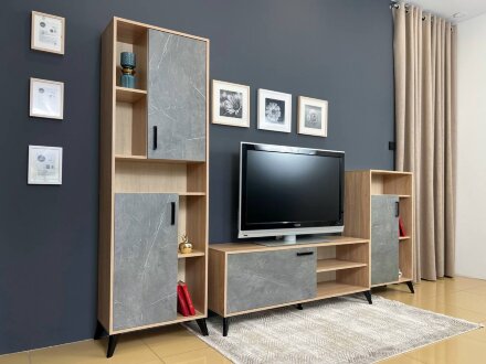 Гостиная Oskar Trio Дуб сонома/Каспий Темный 