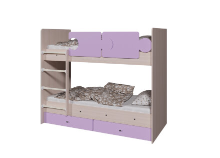 Кровать двухъярусная Тетрис, Дуб млечный  / Ирис 