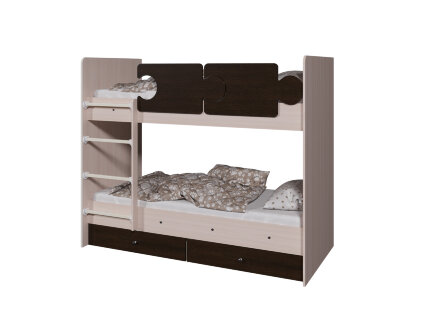 Кровать двухъярусная Тетрис, Дуб млечный  / Ирис 