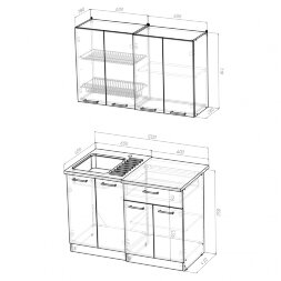 Кухонный гарнитур Арина лайт, 120 см