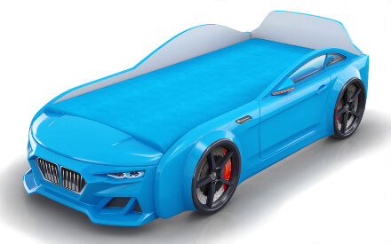 Кровать-машинка Dynamic Голубой (с подсветкой фар и объемным капотом) 