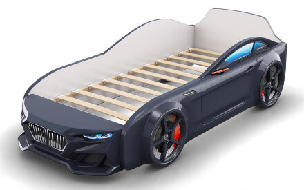 Кровать-машинка Dynamic Черный (с подсветкой фар и объемным капотом) 